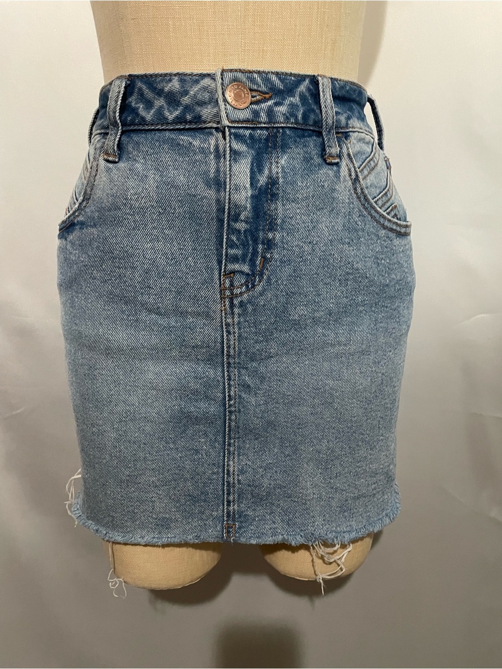wild fable Washed Light Blue Denim Mini Skirt
